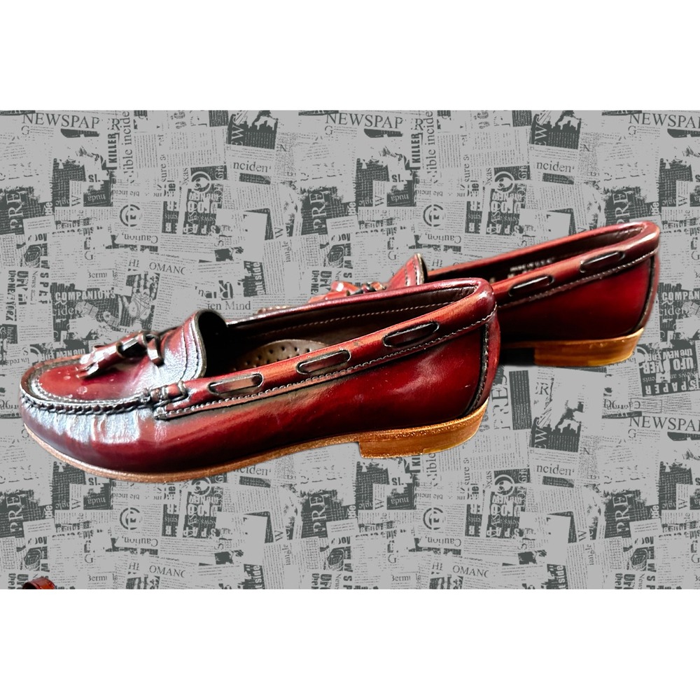 Nordstrom Loafers Burgundy VINTAGE Leather‎ Tassel  Made in USA Womens 5 M 5732